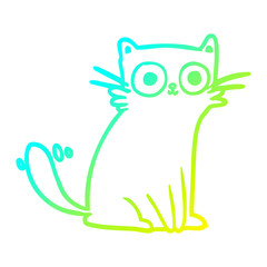 cold gradient line drawing staring cat