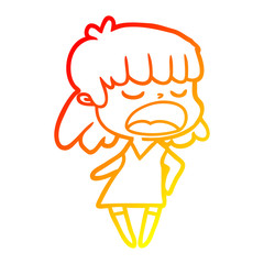 warm gradient line drawing cartoon woman talking loudly