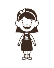 silhouette of student girl standing on white background