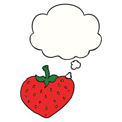 cartoon strawberry and thought bubble