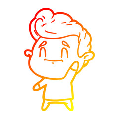 warm gradient line drawing happy cartoon man