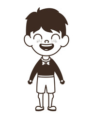 silhouette of student boy standing on white background