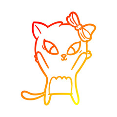 warm gradient line drawing cartoon cat