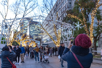 Festival of the Lights in Osaka. The winter illumination events, Midosuji Illumination and Hikari...