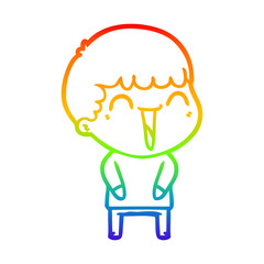 rainbow gradient line drawing cartoon happy man