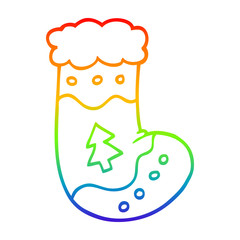 rainbow gradient line drawing cartoon christmas stockings
