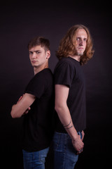 Portrait photo of two young caucasian adults
