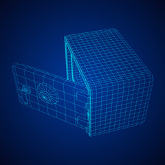 Metal bank vault safe. Wireframe low poly mesh vector illustration