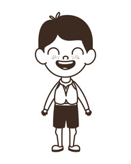 silhouette of student boy standing on white background