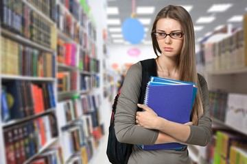 Young Female College Student  on background