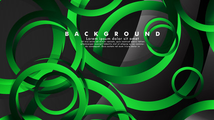Abstract metal vector background with shiny fancy green black circles