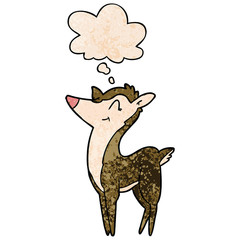 cartoon deer and thought bubble in grunge texture pattern style