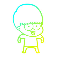 cold gradient line drawing happy cartoon boy