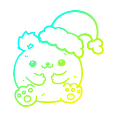 cold gradient line drawing cute cartoon christmas bear