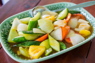 Colorful Fried Stir Sweet and sour sauce with Vegetable