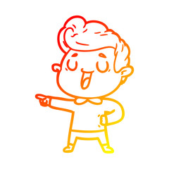 warm gradient line drawing happy cartoon man