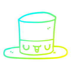 cold gradient line drawing cartoon top hat