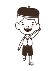 silhouette of student boy standing on white background