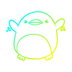 cold gradient line drawing cute penguin flapping wings