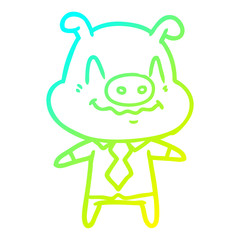 cold gradient line drawing nervous cartoon pig boss