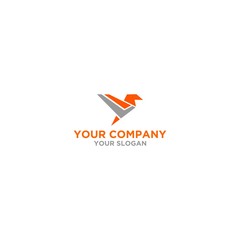 L Origami Bird Logo Design Vector
