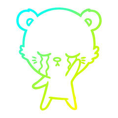 cold gradient line drawing crying cartoon polarbear