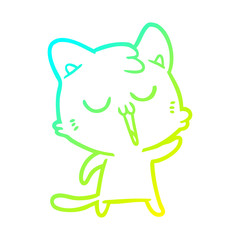 cold gradient line drawing cartoon cat singing