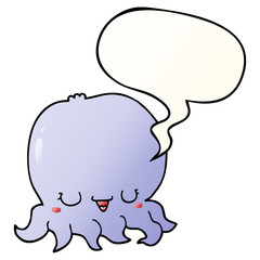 cartoon jellyfish and speech bubble in smooth gradient style