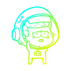 cold gradient line drawing cartoon tired astronaut