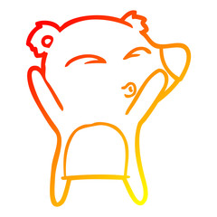 warm gradient line drawing cartoon whistling bear