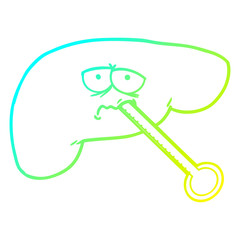 cold gradient line drawing cartoon unhealthy liver