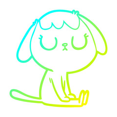 cold gradient line drawing cute cartoon dog