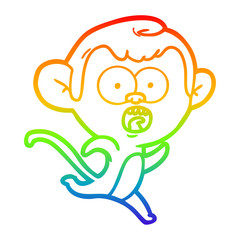 Obraz premium rainbow gradient line drawing cartoon shocked monkey