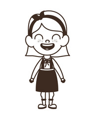 silhouette of student girl standing on white background