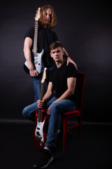 Fototapeta na wymiar Rock band consisting of two young caucasian adults