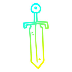 cold gradient line drawing cartoon bronze sword