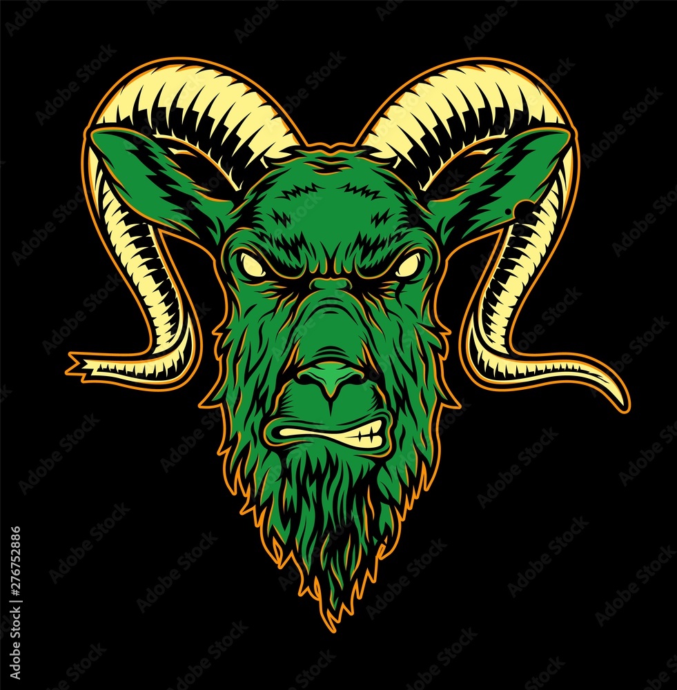 Wall mural Colorful angry goat head template