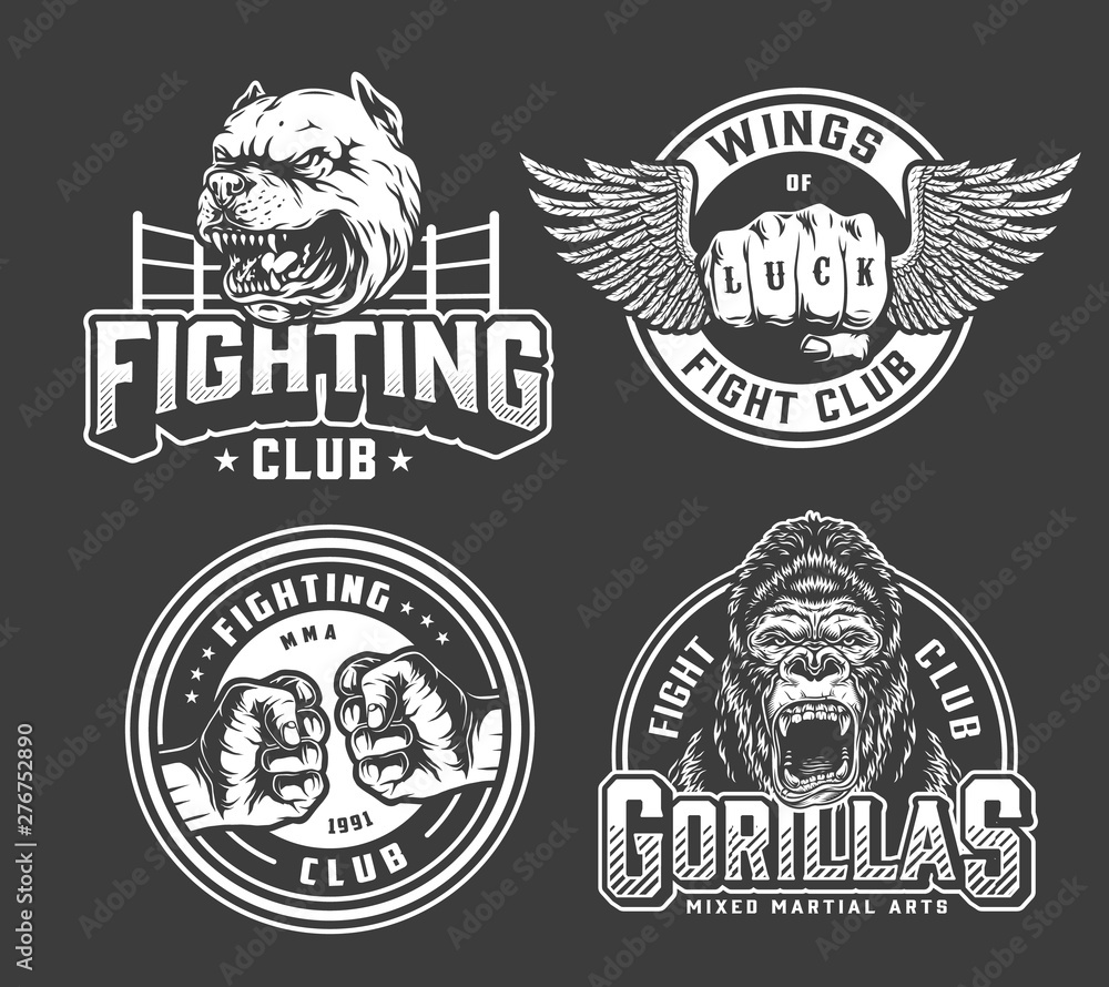 Canvas Prints monochrome vintage fighting logos