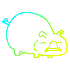 cold gradient line drawing cartoon pig