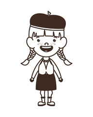 silhouette of student girl standing on white background