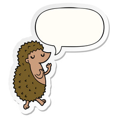 cartoon hedgehog and speech bubble sticker