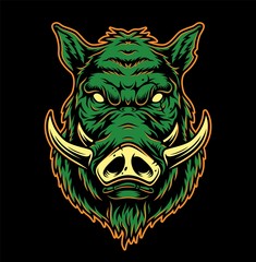Colorful serious boar head concept