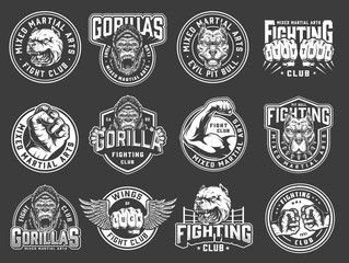 Fototapeta premium Vintage mixed martial arts club emblems