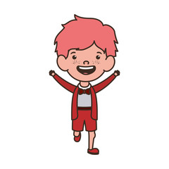 student boy standing smiling on white background