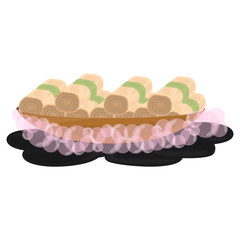 Set of towela on a rocks with bubbles. Spa objects - Vector