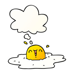 cartoon fried egg and thought bubble in smooth gradient style