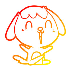 Obraz premium warm gradient line drawing cute cartoon dog crying