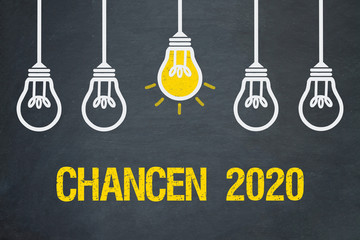Chancen 2020 / Tafel mit Glühbirnen