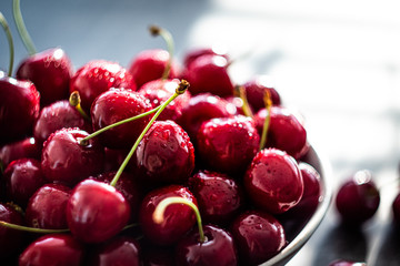 Fresh organic red cherries