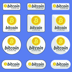 Bitcoin Accepted here Payment Buttons Set